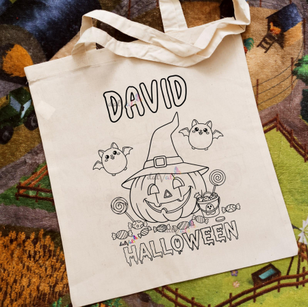 TRICOURI DE COLORAT SI ACCESORII - Geanta de colorat Halloween Dovleac