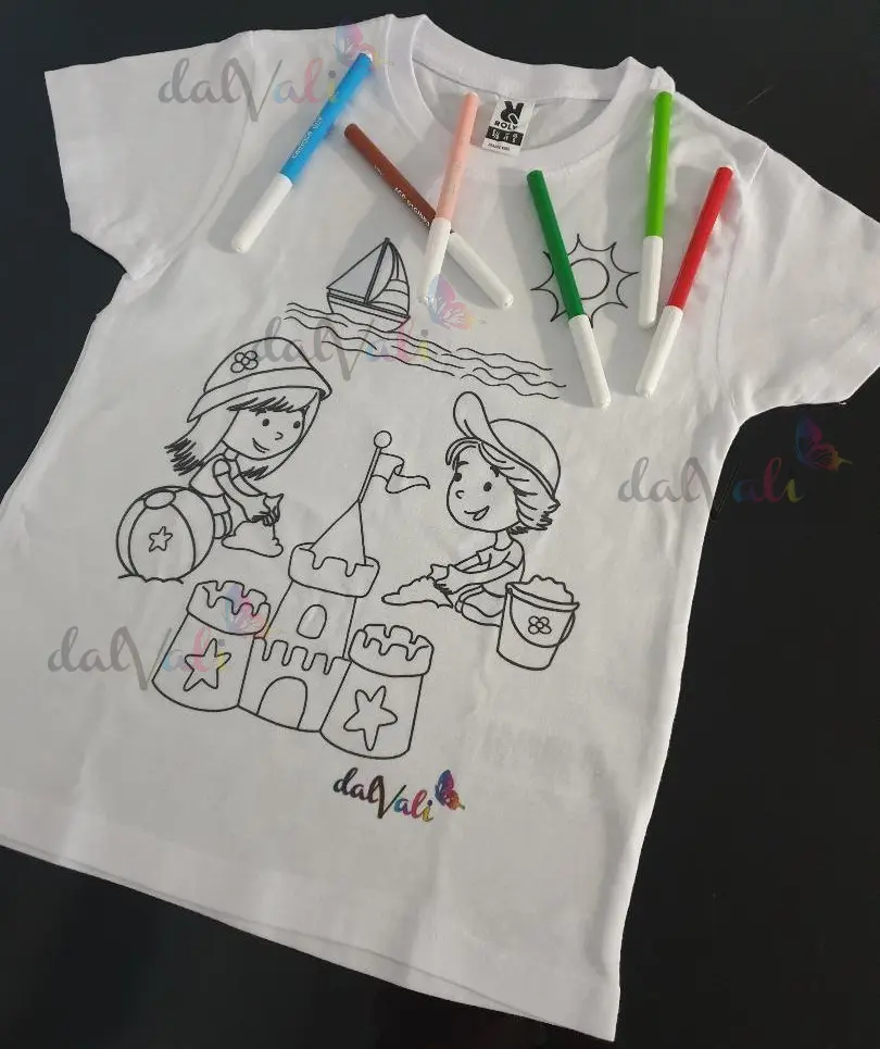 Tricou educativ de colorat - Castel de nisip [1]