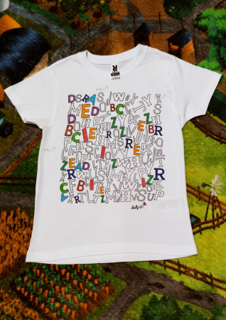 TRICOURI COPII - TRICOU EDUCATIV DE COLORAT CAUTA SI COLOREAZA ALFABETUL