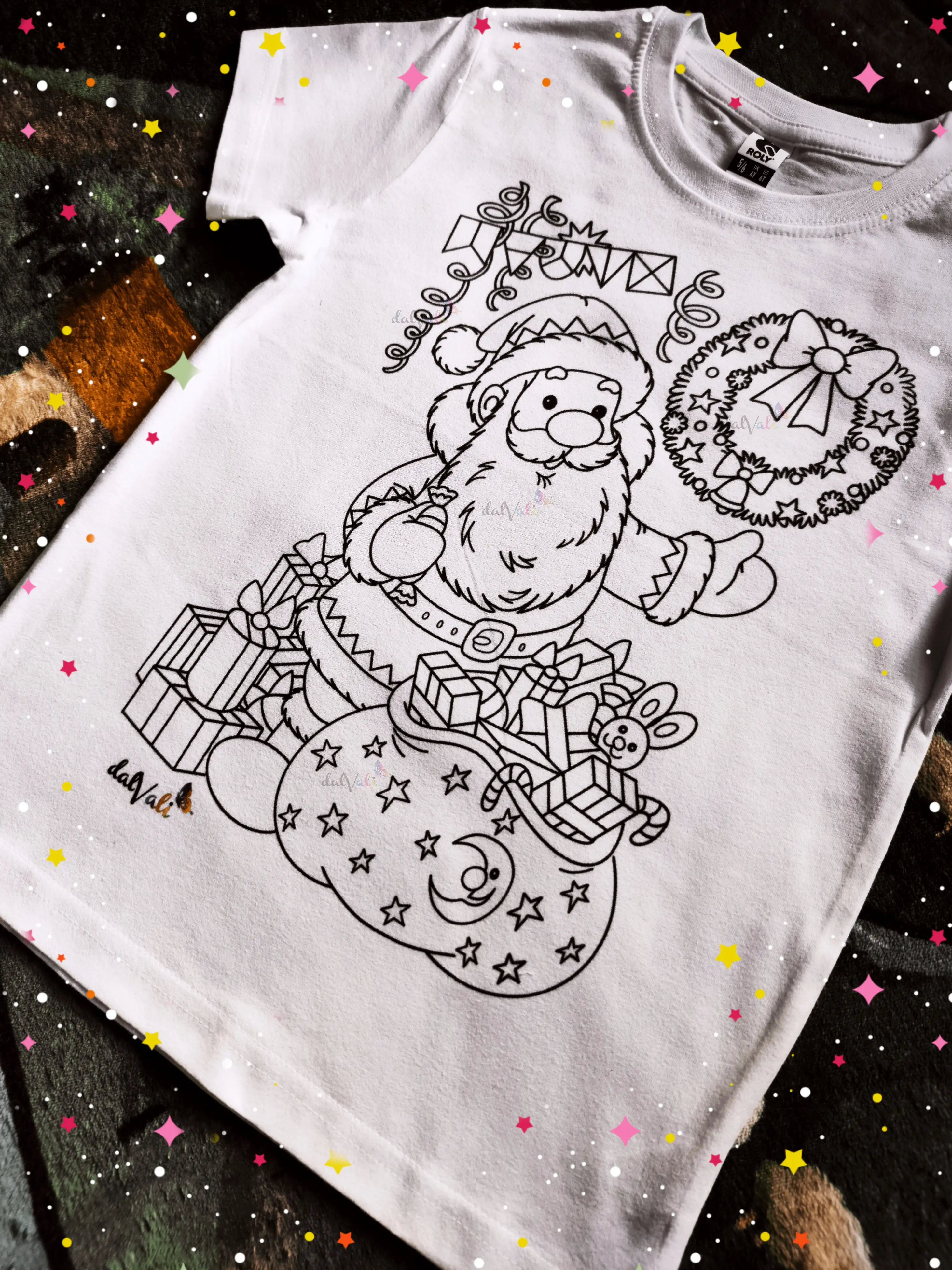TRICOURI COPII - TRICOU EDUCATIV DE COLORAT MOS CRACIUN SI CADOURILE