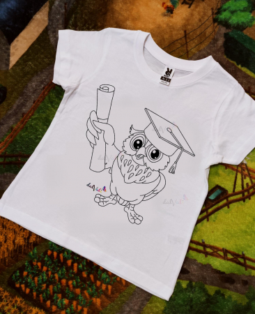 Tricou de colorat bufnita inteleapta