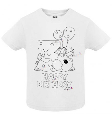 TRICOURI COPII - Tricou educativ de colorat 3 Ani Dino