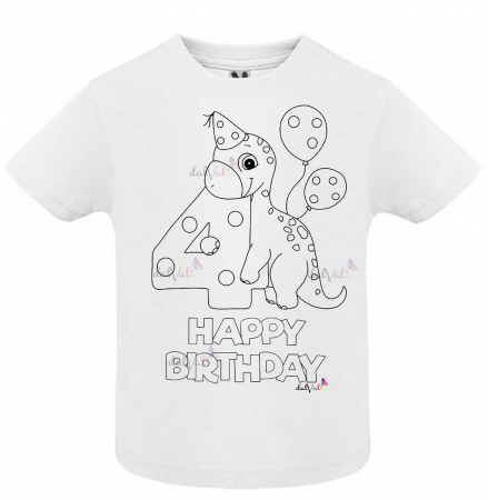 TRICOURI COPII - Tricou educativ de colorat 4 Ani Dino