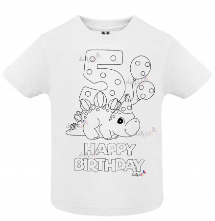 TRICOURI COPII - Tricou educativ de colorat 5 Ani Dino