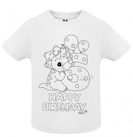TRICOURI COPII - Tricou educativ de colorat 6 Ani Dino