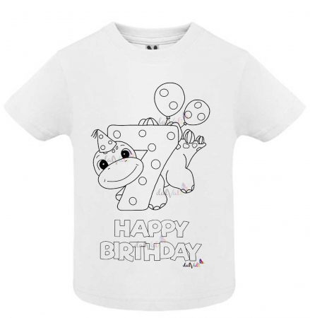 TRICOURI COPII - Tricou educativ de colorat 7 Ani Dino