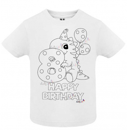 TRICOURI COPII - Tricou educativ de colorat 8 Ani Dino