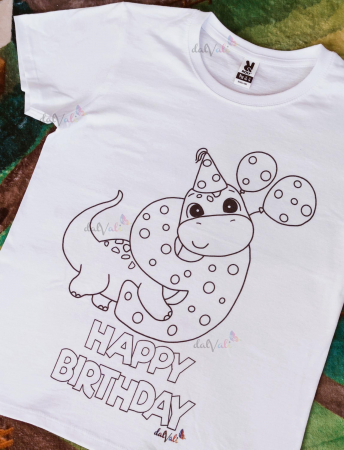 TRICOURI COPII - Tricou educativ de colorat 9 Ani Dino