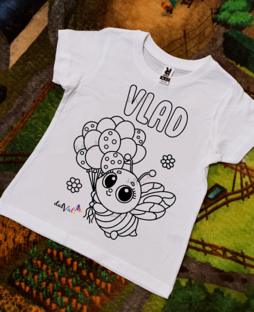 TRICOURI COPII - Tricou educativ de colorat Albinuta - Baloane