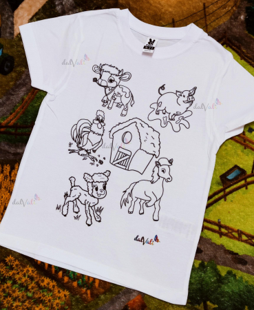 TRICOURI COPII - Tricou educativ de colorat - Animale de la ferma