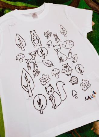 TRICOURI COPII - Tricou educativ de colorat - Animale din padure