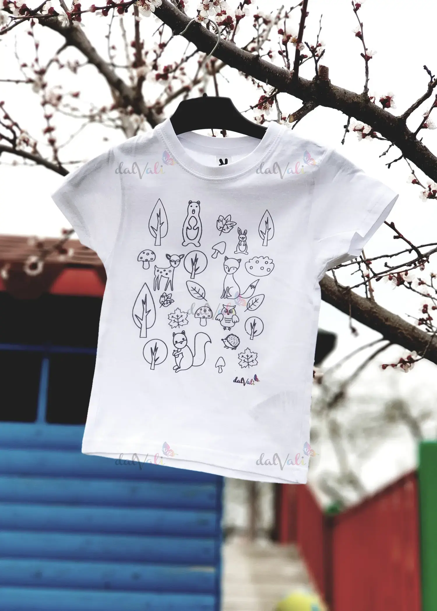 Tricou educativ de colorat - Animale din padure [1]