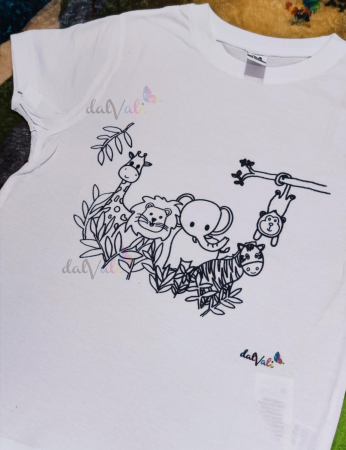 TRICOURI COPII - Tricou educativ de colorat - Animale din savana