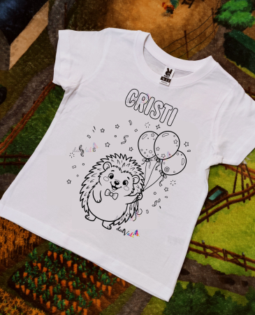 TRICOURI COPII - Tricou educativ de colorat Arici - Baloane