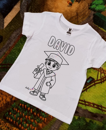 TRICOURI DE COLORAT SI ACCESORII - Tricou educativ de colorat Baietel Premiere-Serbare-Absolvire