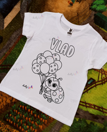 TRICOURI COPII - Tricou educativ de colorat Buburuza - Baloane