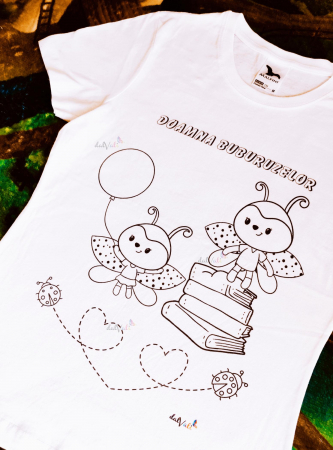 TRICOURI COPII - Tricou educativ de colorat Doamna Buburuzelor