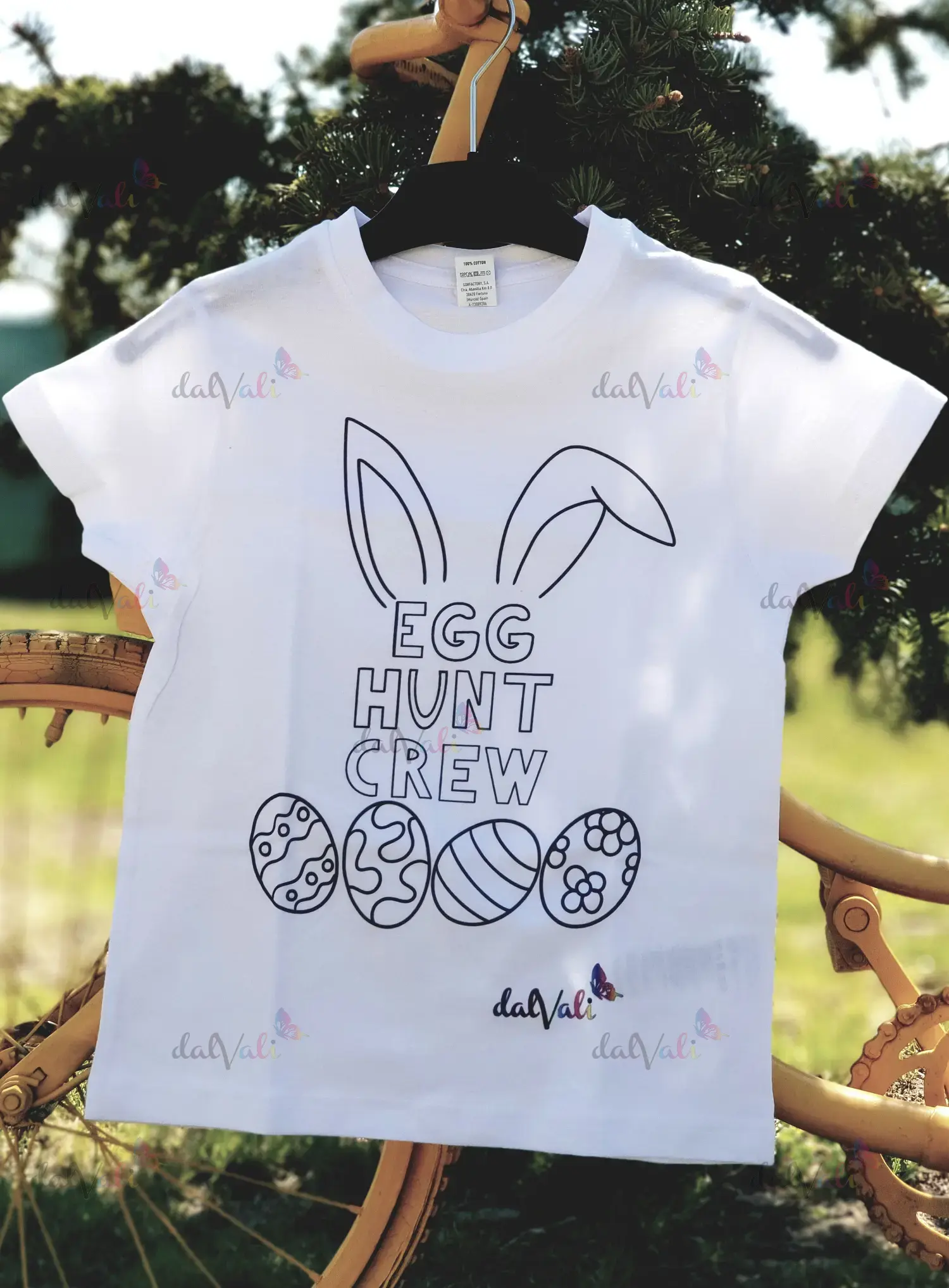 TRICOURI COPII - Tricou educativ de colorat - Egg hunt crew - Echipa de vanatoare de oua