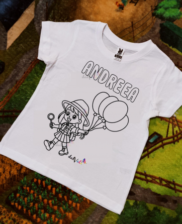 TRICOURI COPII - Tricou educativ de colorat Exploratoare - Baloane