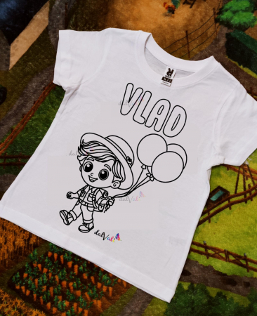 TRICOURI COPII - Tricou educativ de colorat Explorator - Baloane