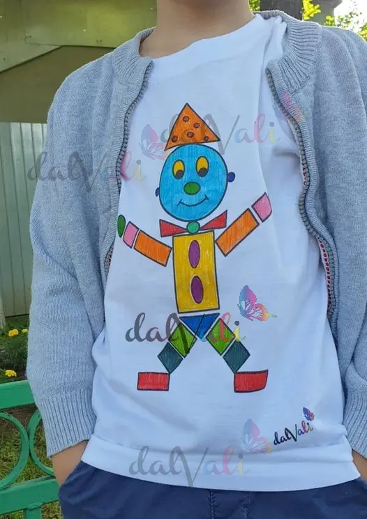 TRICOURI COPII - Tricou educativ de colorat - Formele - Clovn
