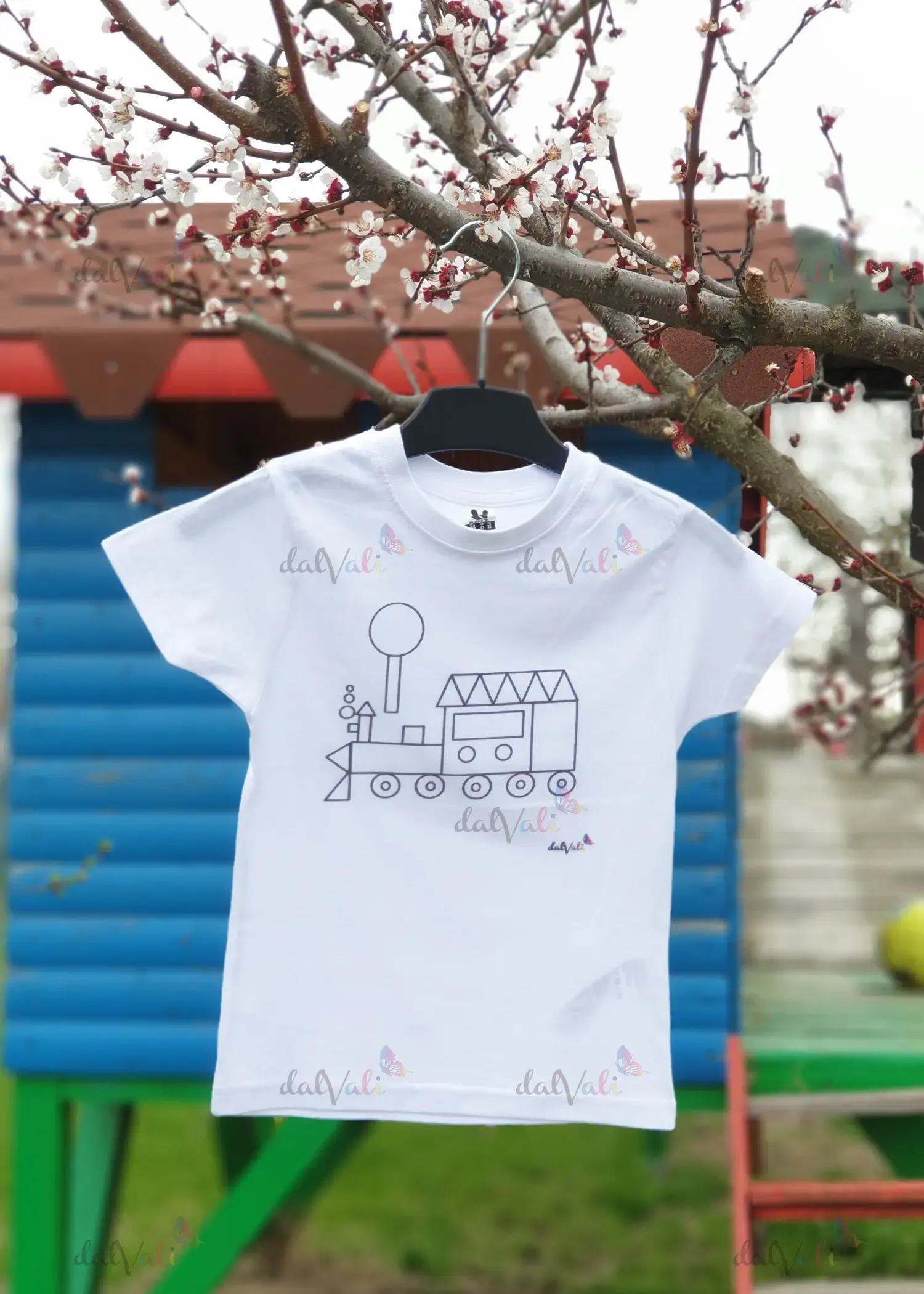 TRICOURI COPII - Tricou educativ de colorat - Formele- Trenul