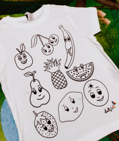 TRICOURI COPII - Tricou educativ de colorat - Fructele