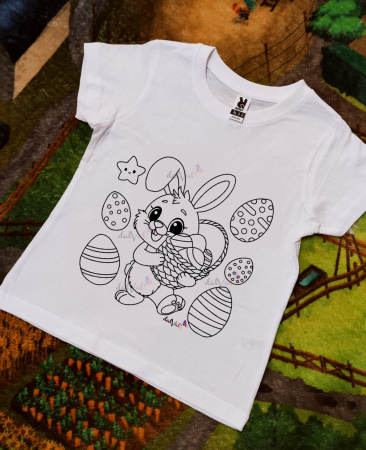TRICOURI COPII - Tricou educativ de colorat Iepurasul de Paste