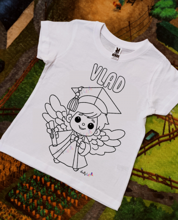TRICOURI COPII - Tricou educativ de colorat Ingeras-Baiat Premiere-Serbare-Absolvire