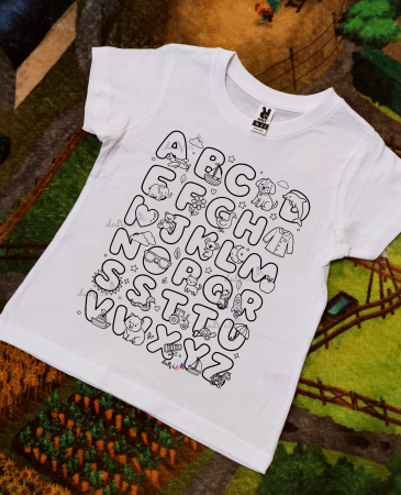 TRICOURI COPII - Tricou educativ de colorat Literele Alfabetului in imagini