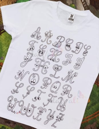 Tricou educativ de colorat Literele de mana
