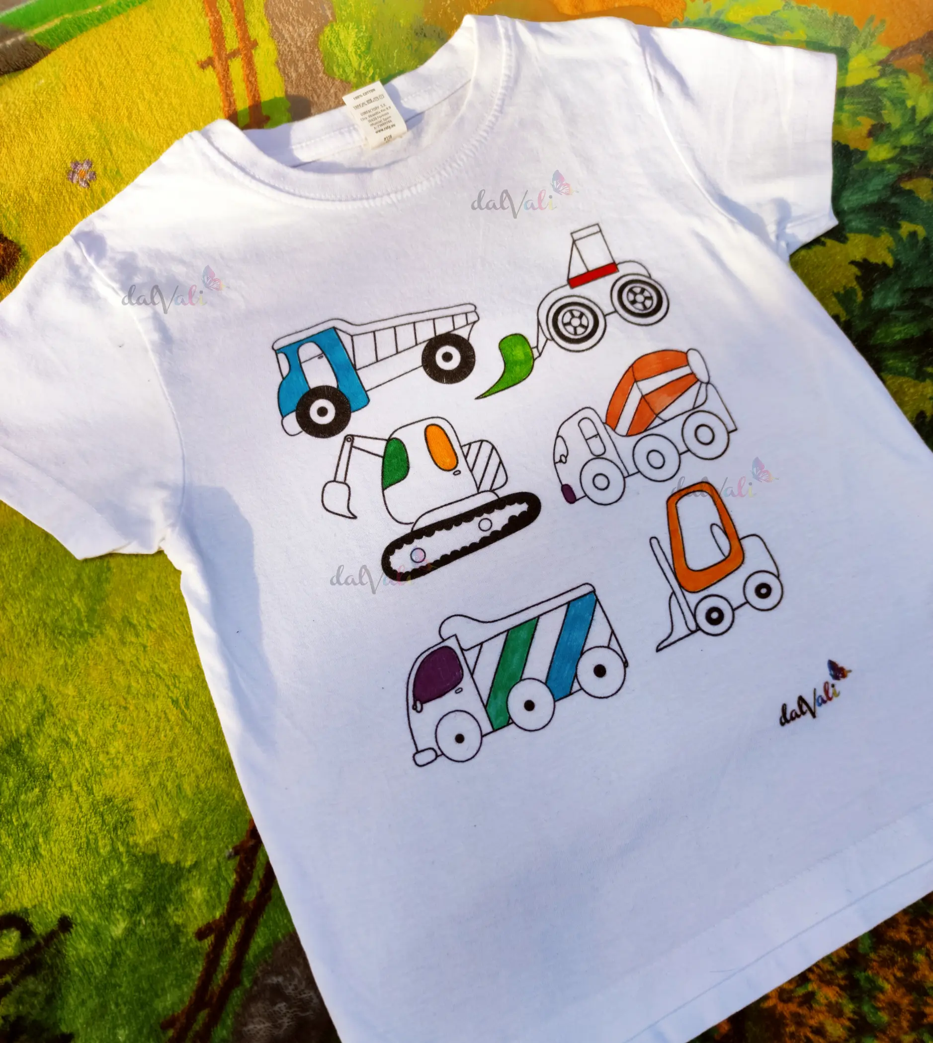 Tricou educativ de colorat - Masini de constructii [2]