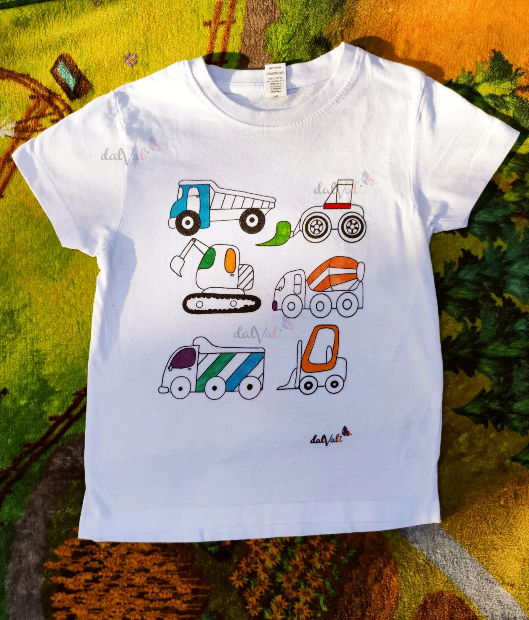 Tricou educativ de colorat - Masini de constructii [3]