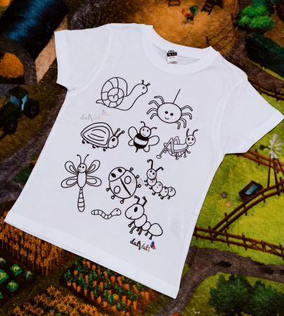 Tricou educativ de colorat - Micile necuvantatoare - Insecte
