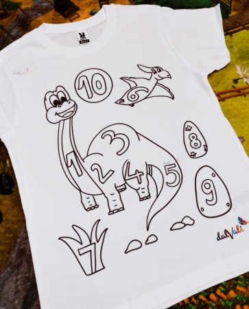 TRICOURI COPII - Tricou educativ de colorat - Numara cu dino