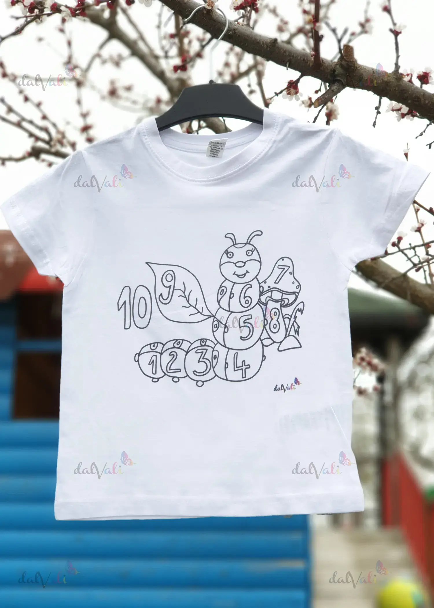 TRICOURI COPII - Tricou educativ de colorat - Numara cu omida