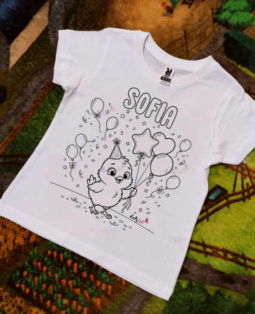 TRICOURI DE COLORAT SI ACCESORII - Tricou educativ de colorat Puisor - Baloane