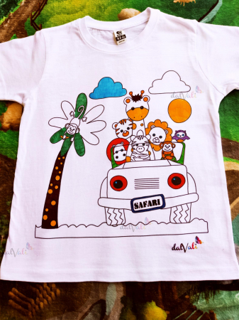 TRICOURI COPII - Tricou educativ de colorat Safari