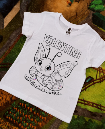 TRICOURI COPII - Tricou educativ de colorat Saptamana Altfel/Verde/Serbare Fluturas 2