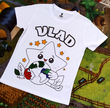 Tricou educativ de colorat Saptamana Verde - Stelute [1]