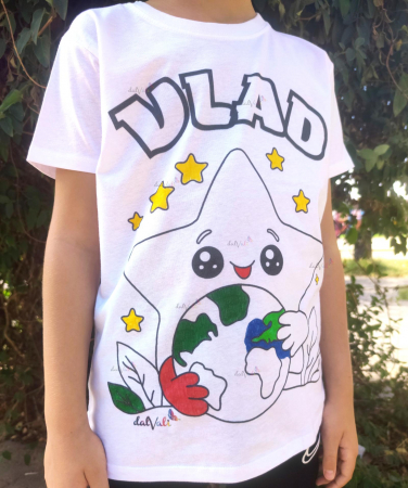 Tricou educativ de colorat Saptamana Verde - Stelute