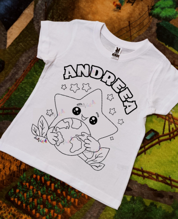 Tricou educativ de colorat Saptamana Verde - Stelute [3]
