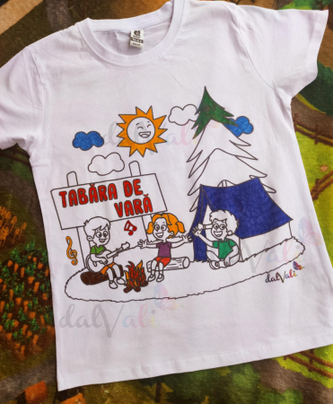 TRICOURI DE COLORAT SI ACCESORII - Tricou educativ de colorat Tabara de Vara
