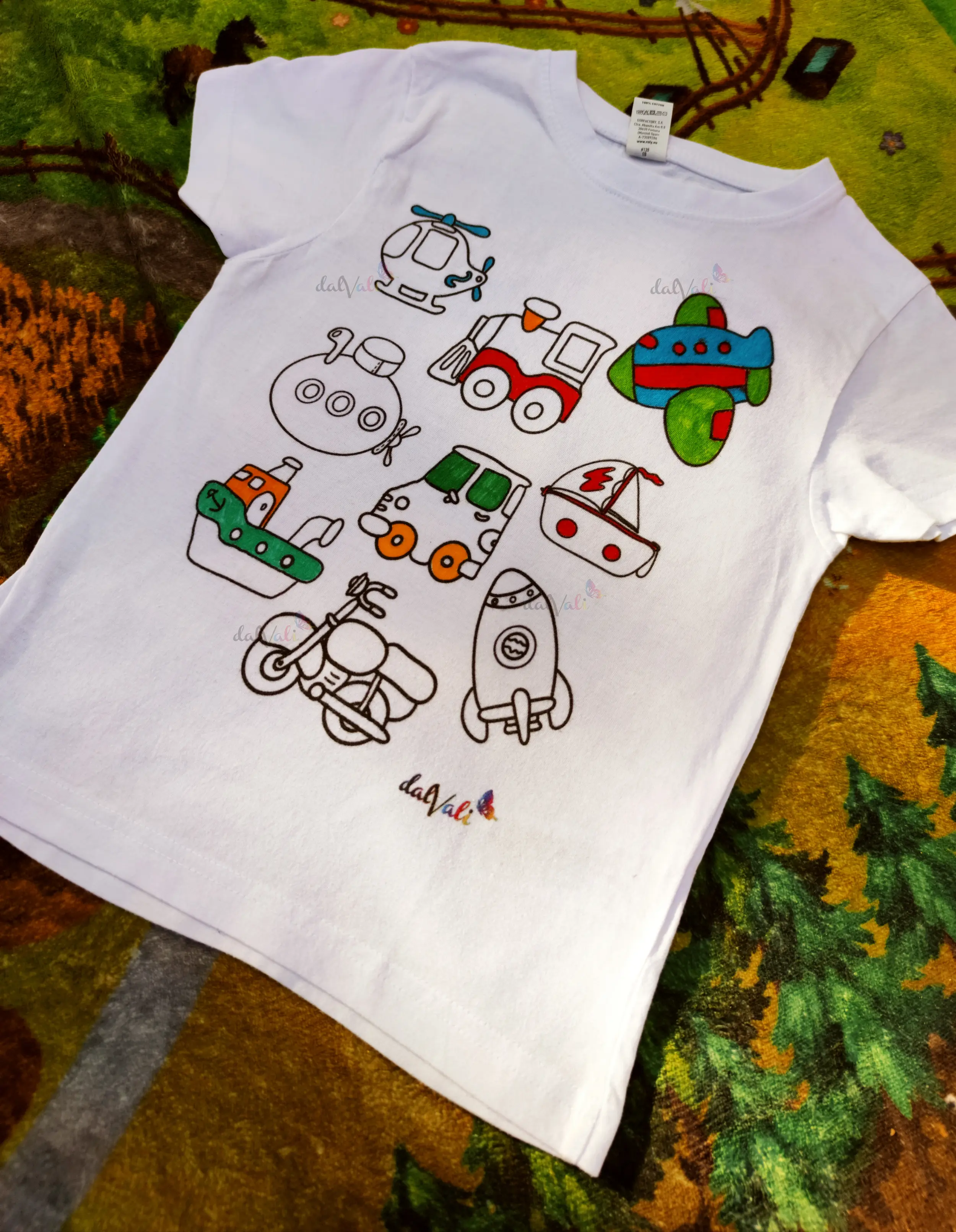 Tricou educativ de colorat - Transporturi [3]