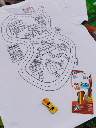Pachet -Tricou educativ de colorat - Traseu masini [2]