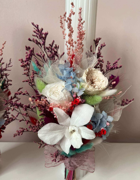 Lumânări Flowers lucrate cu flori uscate, bujor, trandafir și orhidee criogenata [2]