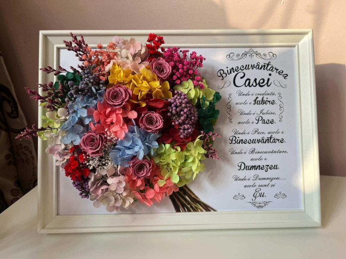 Buchet flori criogenate in rama de tablou [4]