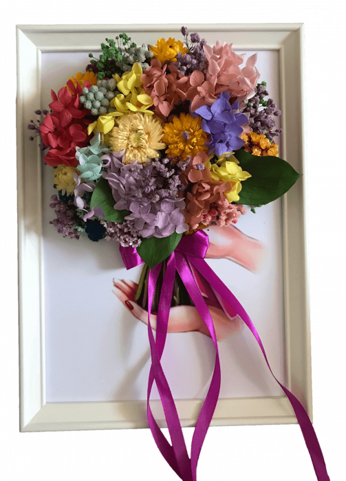 Tablou buchet flori uscate si licheni [1]