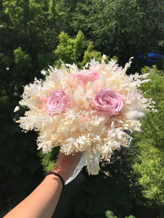 Pachet lumanari fagure pentru nunta, buchet flori mireasa, bratara si cocarda ginere [5]