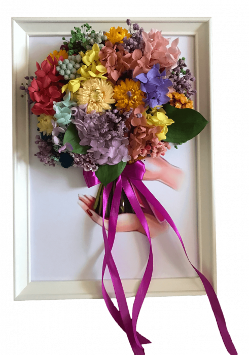 Tablou cu licheni si flori in forma de buchet [1]